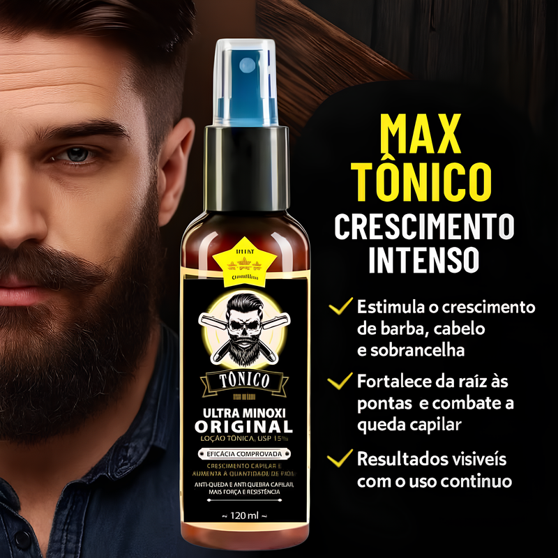 Minoxidil 15% D'Lust Turbo 120ml, para Cabelo, Barba e Sobrancelha