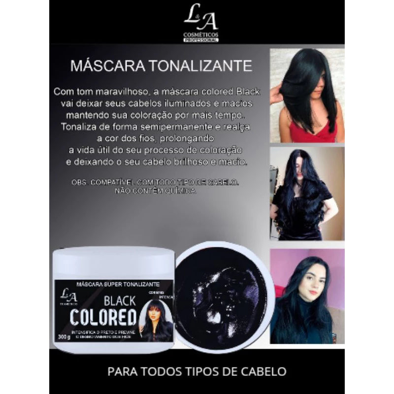 Tonalizante Preto Intenso Black Colored Sem Amônia 100% Natural 300g